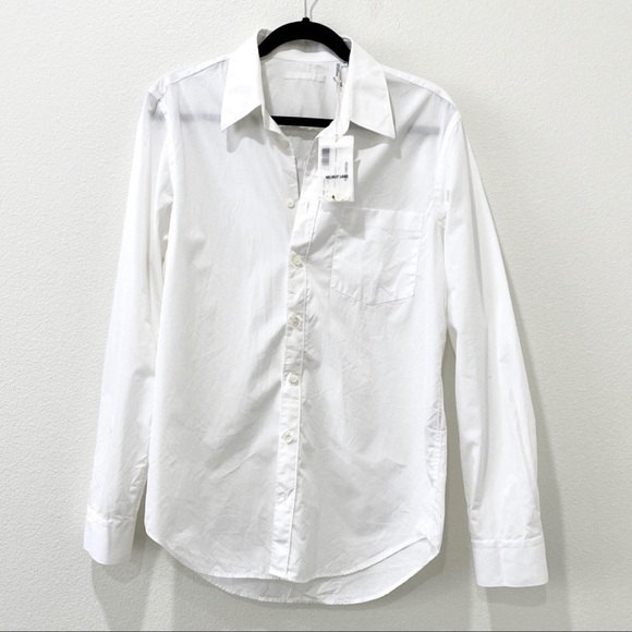 HELMUT LANG Men’s Spread Collar Shirt Monogram Back Patch Size M - Picture 4 of 7